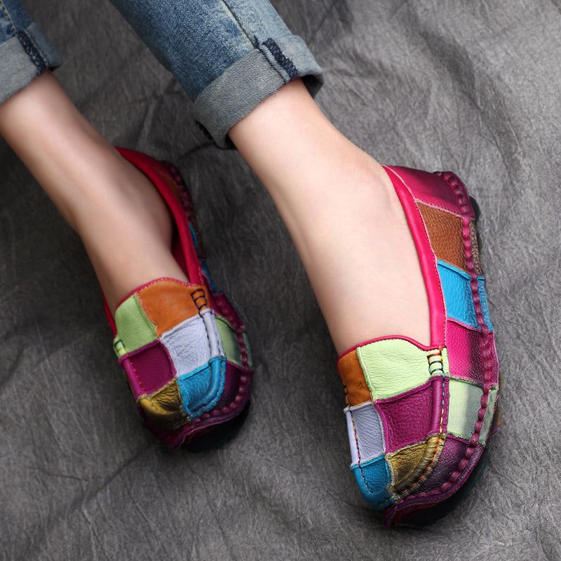 Spring Handmade Retro Stitching Soft Bottom Shoes 35-43