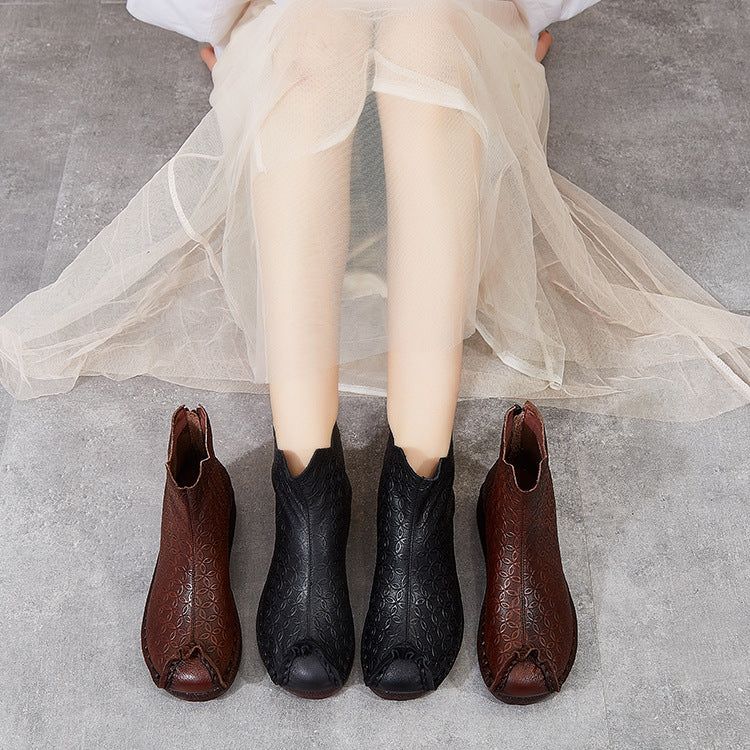 Bottes Décontractées Rétro En Cuir Faites À La Main Printemps Automne | Chaussures Cadeaux