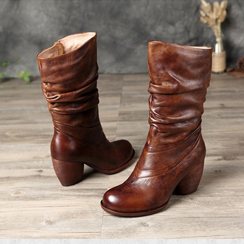 Bottes Longues De Chevalier Rétro Épaisses | Chaussures Cadeaux